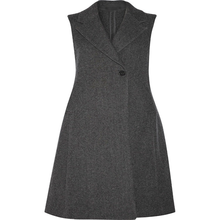 Damen Ärmelloser Wollmix-Mantel mit ausgestellter A‑Linien‑Silhouette und Ein‑Knopf‑Front Echoarchiv