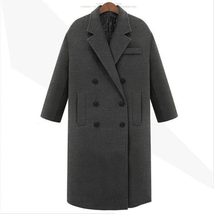 Herren Longcoat im minimalistischen Doppelreiher aus Wollmix mit kastiger Oversize-Silhouette Echoarchiv