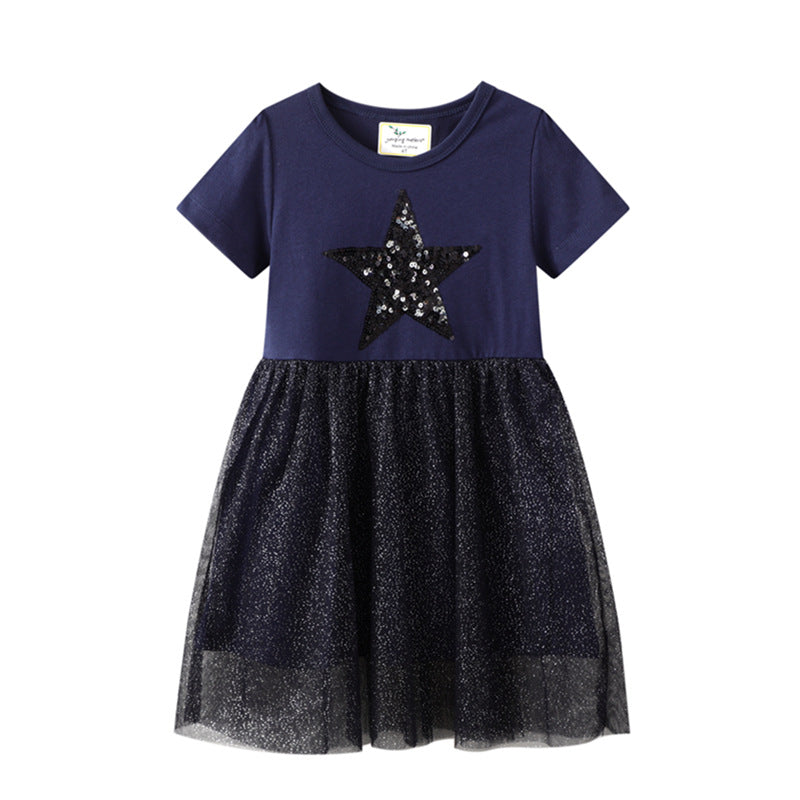 Mädchen Kleid mit glitzerndem Sternenmotiv und Tüllrock Echo Archiv