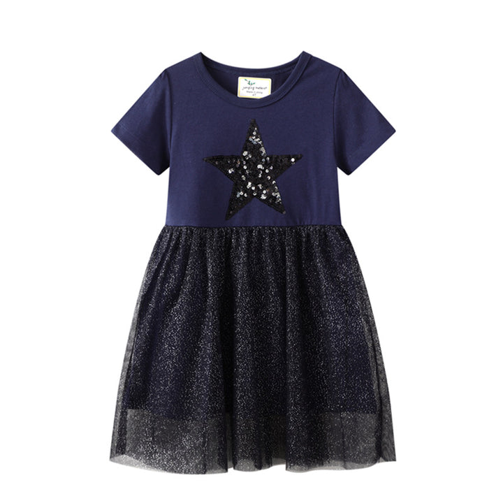 Mädchen Kleid mit glitzerndem Sternenmotiv und Tüllrock Echo Archiv