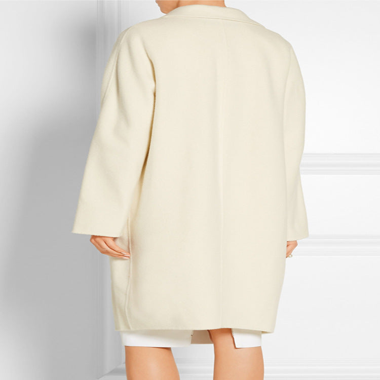 Damen Schlichter Oversize-Longmantel aus Woll‑Kaschmir‑Mix mit dezentem Revers und Ein‑Knopf‑Front Echoarchiv