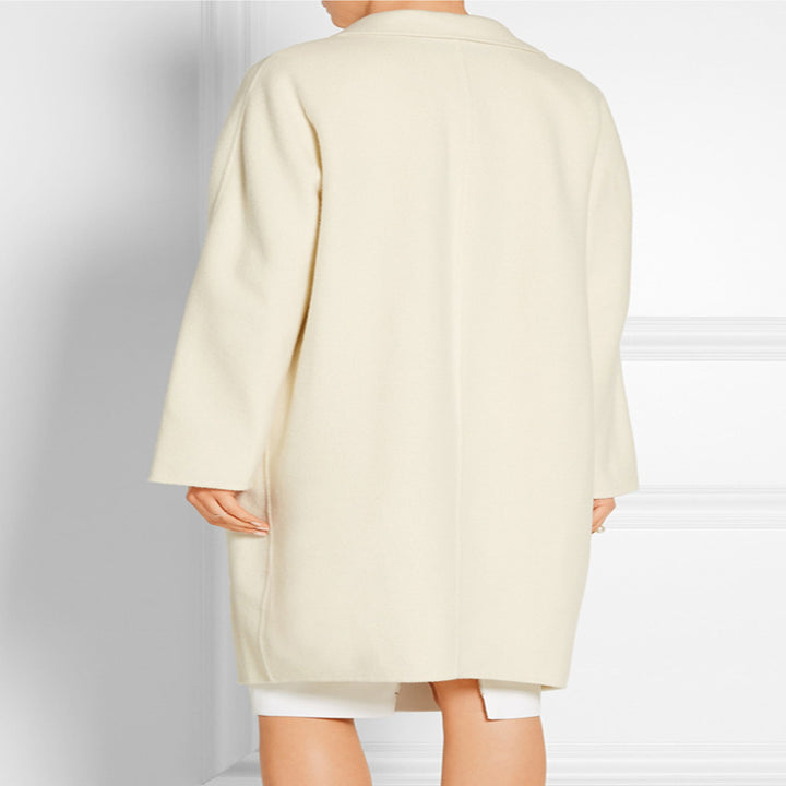 Damen Schlichter Oversize-Longmantel aus Woll‑Kaschmir‑Mix mit dezentem Revers und Ein‑Knopf‑Front Echoarchiv