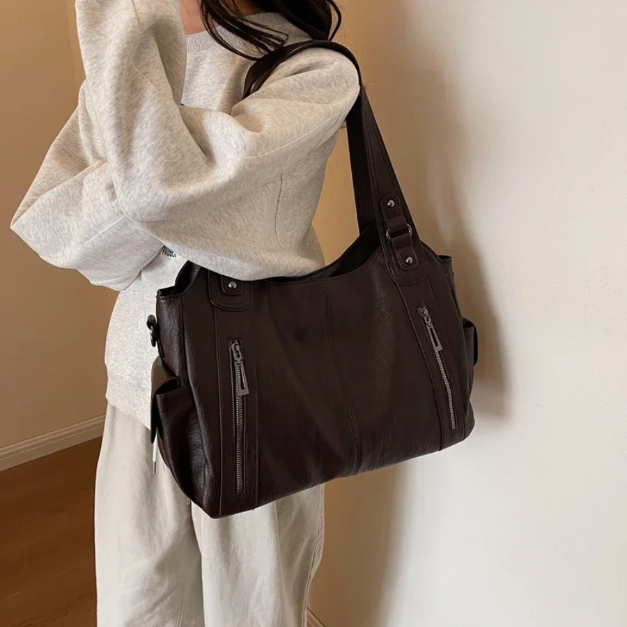 Stilvolle Lederhandtasche Mit Reißverschluss – Avelisse