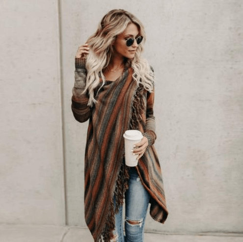 Echoarchiv | Damen Quaste Strickjacke Warm