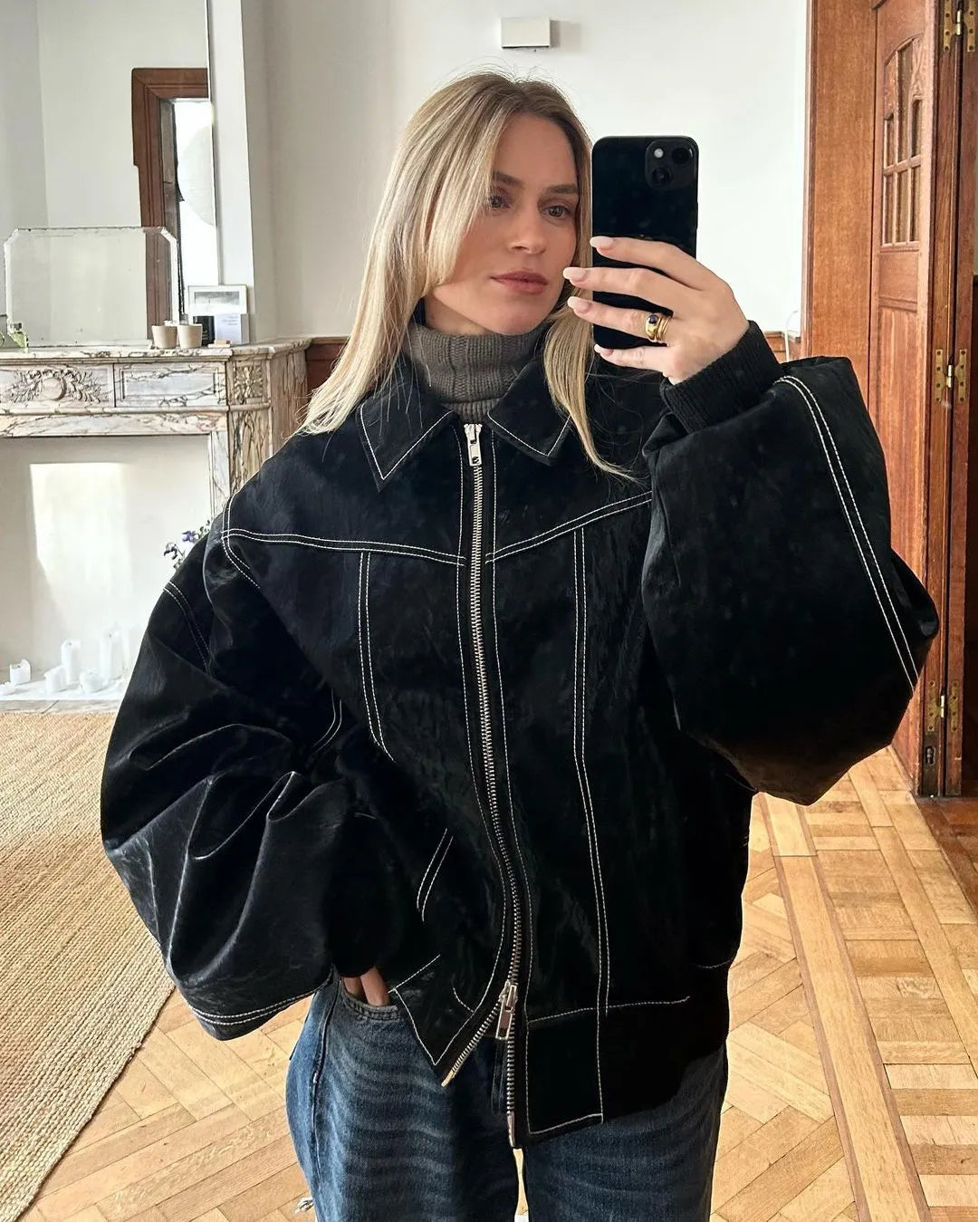 Echoarchiv | Oversized Bomberjacke Stilvoll und Wärmeresistent Perfekt für Herbst und Winter