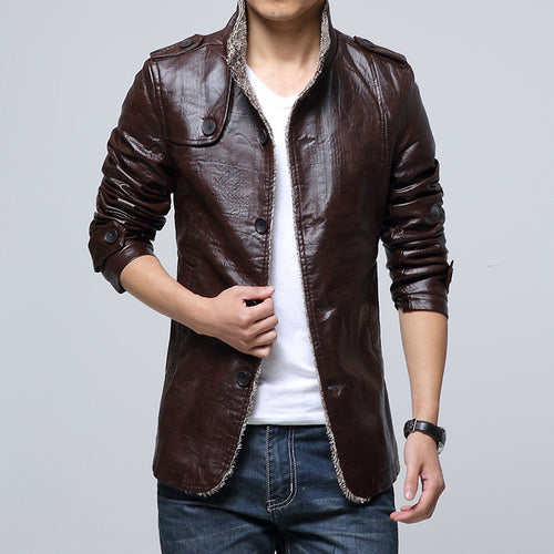 Herren modische Kunstlederjacke mit weichem Innenfutter Echoarchiv