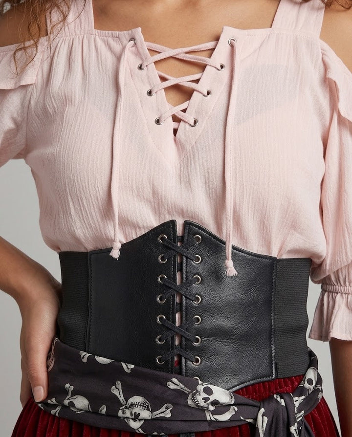 Damen Piratinnenkostüm mit eleganter Taillierung und fließendem Rock Echo Archiv