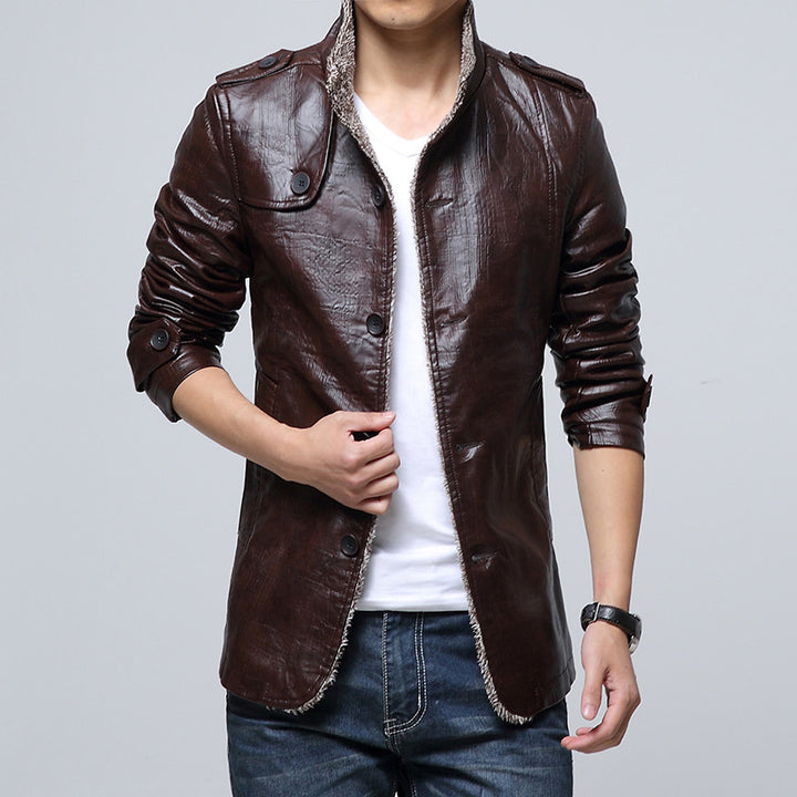 Herren modische Kunstlederjacke mit weichem Innenfutter Echoarchiv