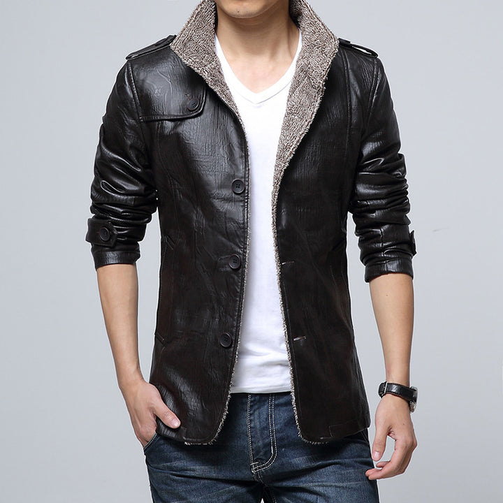 Herren modische Kunstlederjacke mit weichem Innenfutter Echoarchiv