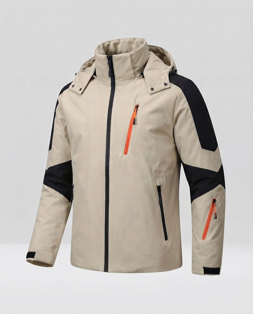 Herren technische Winterjacke mit hohem Kragen, wind- und wasserabweisender Shell und Kontrast-Reißverschlüssen Echoarchiv