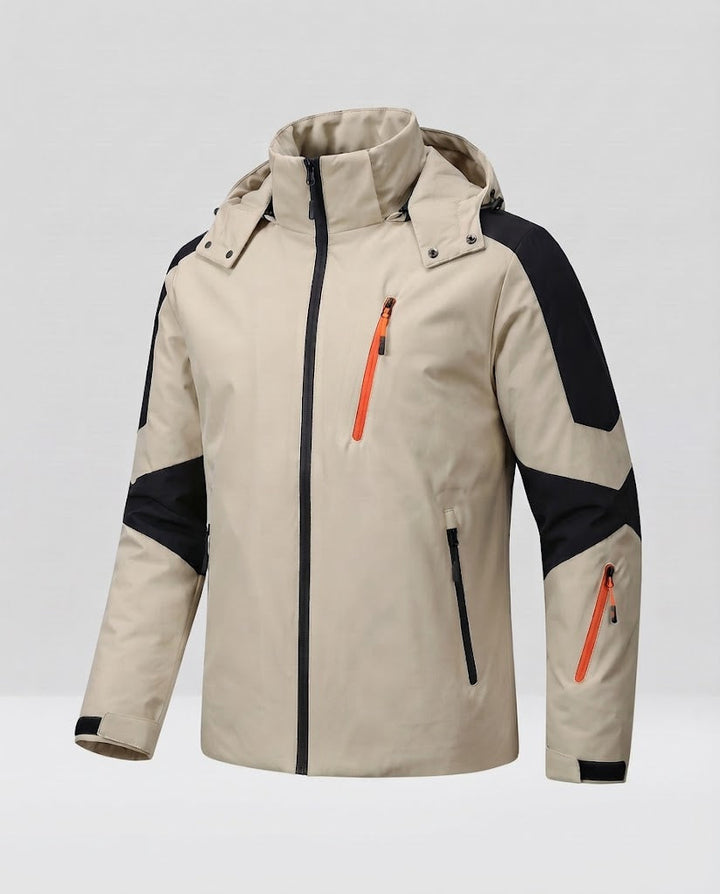 Herren technische Winterjacke mit hohem Kragen, wind- und wasserabweisender Shell und Kontrast-Reißverschlüssen Echoarchiv