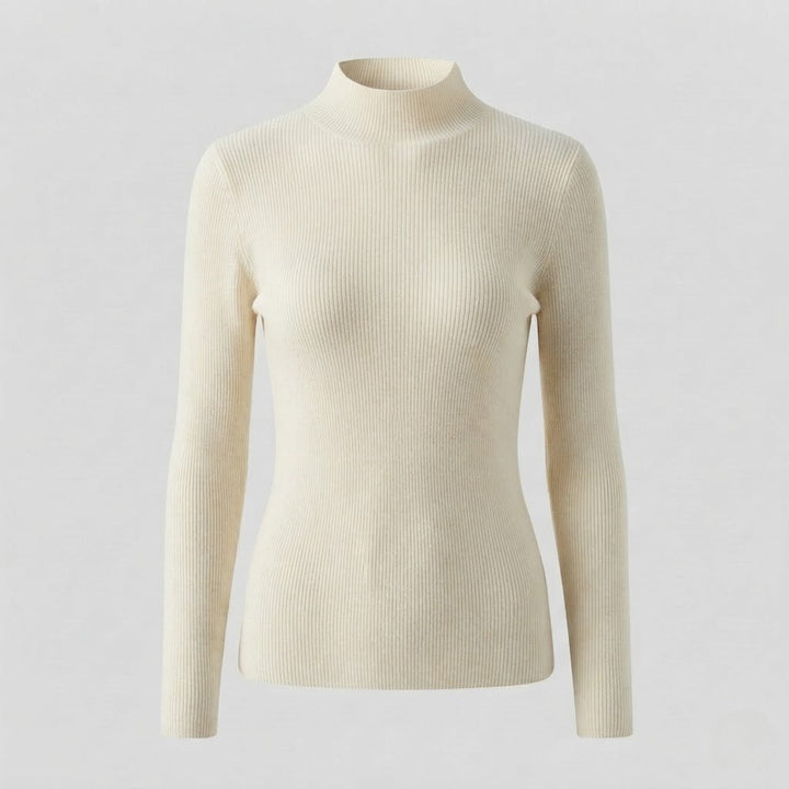 Damen Eleganter Slim-Fit Rollkragenpullover aus flauschigem Angora-Mix mit feiner Rippstruktur Echoarchiv