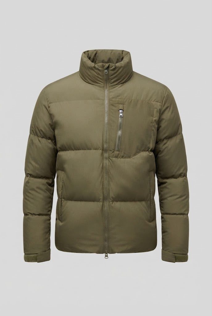 Herren Urbaner Kurz-Puffer mit hohem Stehkragen, Brustreißverschluss & winddichter Hülle Echoarchiv