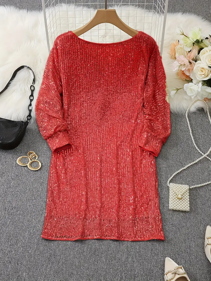 Glanzendes Minikleid mit einem Schulter