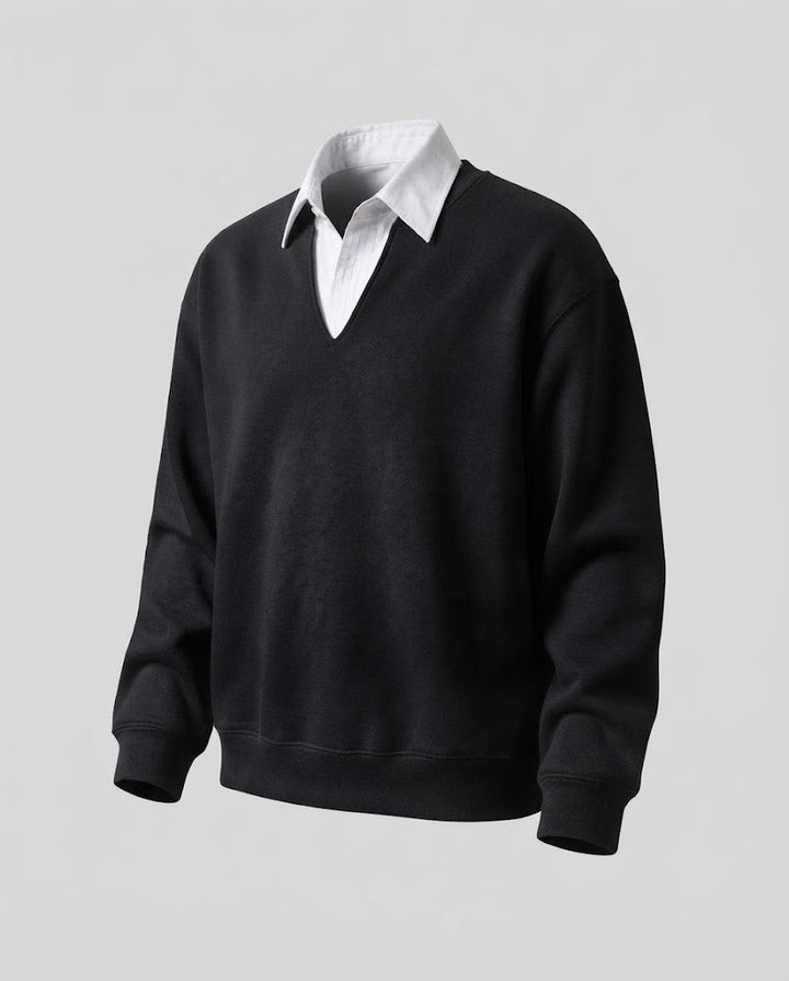 Damen Freizeit- und eleganter Sweatshirt mit Hemdkragen Echoarchiv
