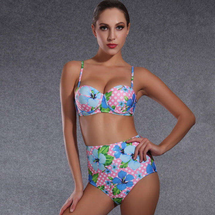 Damen Hochgeschnittener Bikini mit floralem Design Echo Archiv