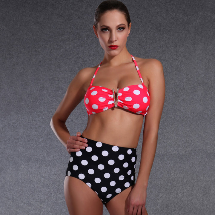 Damen Hochgeschnittener Bikini mit Charmanten Punkte-Design Echo Archiv