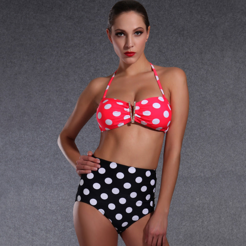 Damen Hochgeschnittener Bikini mit Charmanten Punkte-Design Echo Archiv