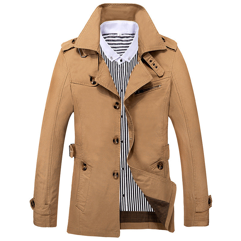 Herren Eleganter Field‑Trench mit tailliertem Schnitt, Schulterklappen und verstellbaren Manschetten Echoarchiv
