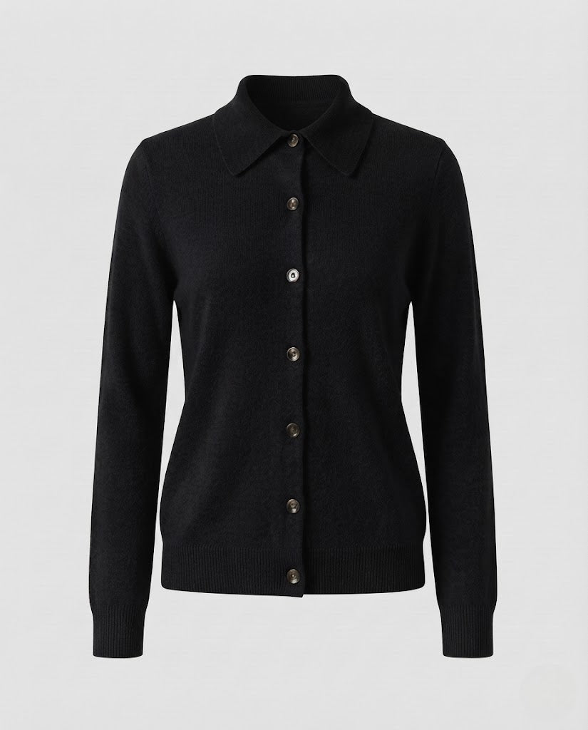 Damen Feiner Strick-Cardigan mit Hemdkragen, durchgehender Knopfleiste und kaschmirweicher Qualität Echoarchiv