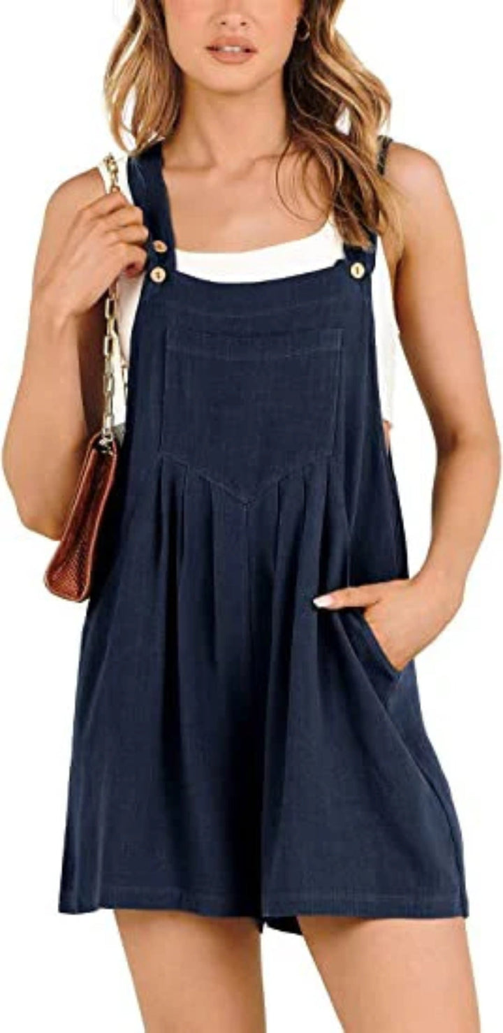 Echoarchiv | Jumpsuit-Shorts aus Baumwolle und Leinen mit weitem Bein