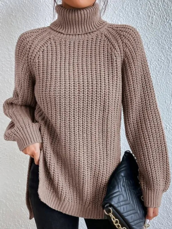 Echoarchiv-rollkragenpullover Mit Raglanärmel Und Geteiltem Saum