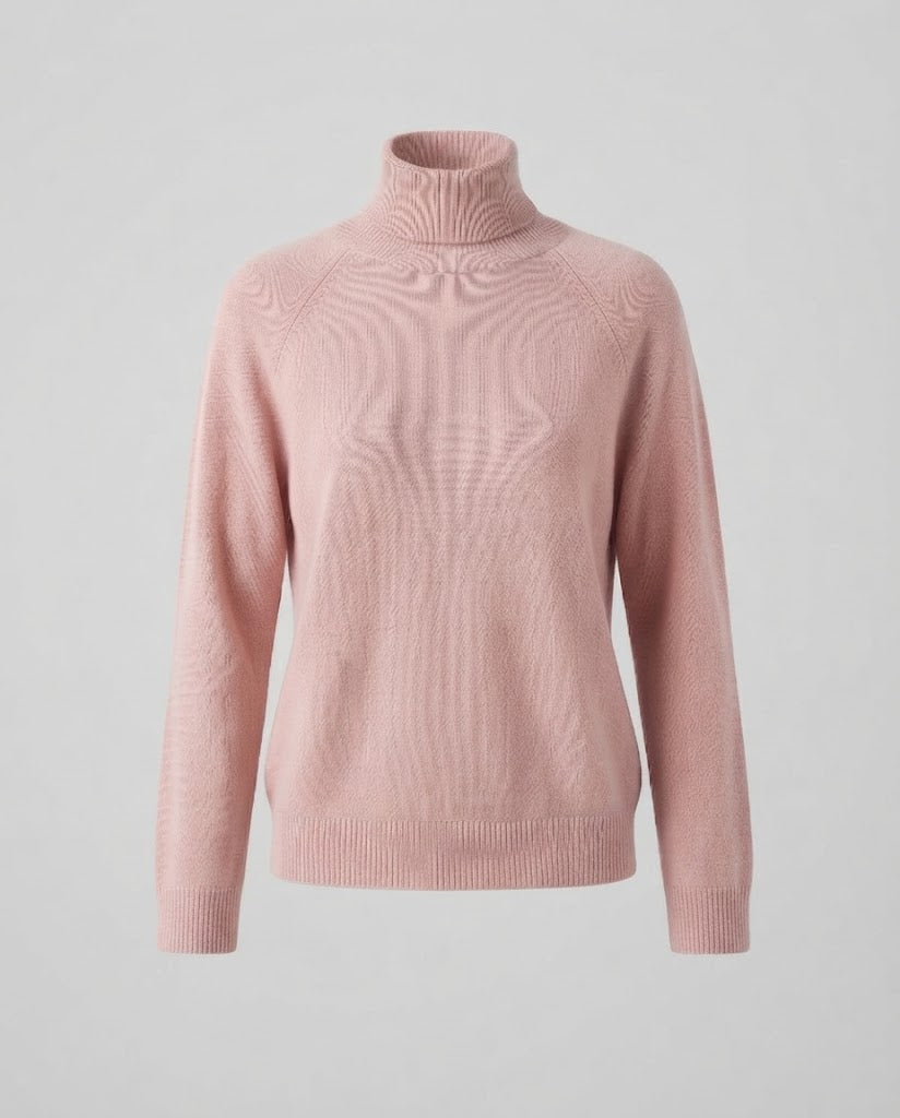 Damen Feinstrick-Rollkragenpullover aus Kaschmir-Mix mit Raglanärmeln und feinem Rippbund Echoarchiv