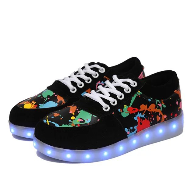 Damen nan LED-Leuchtsneaker mit Farbklecks-Design und stoßdämpfender Lichtsohle Echo Archiv