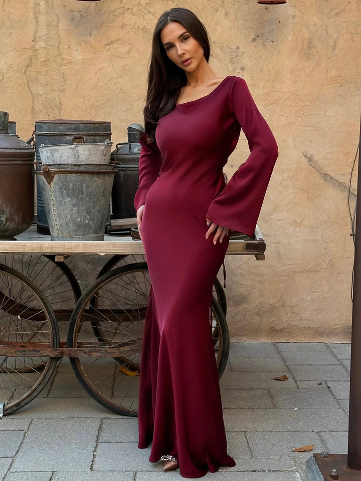 Echoarchiv | Fließendes Maxi Kleid Mit Langen Ärmeln Für Damen
