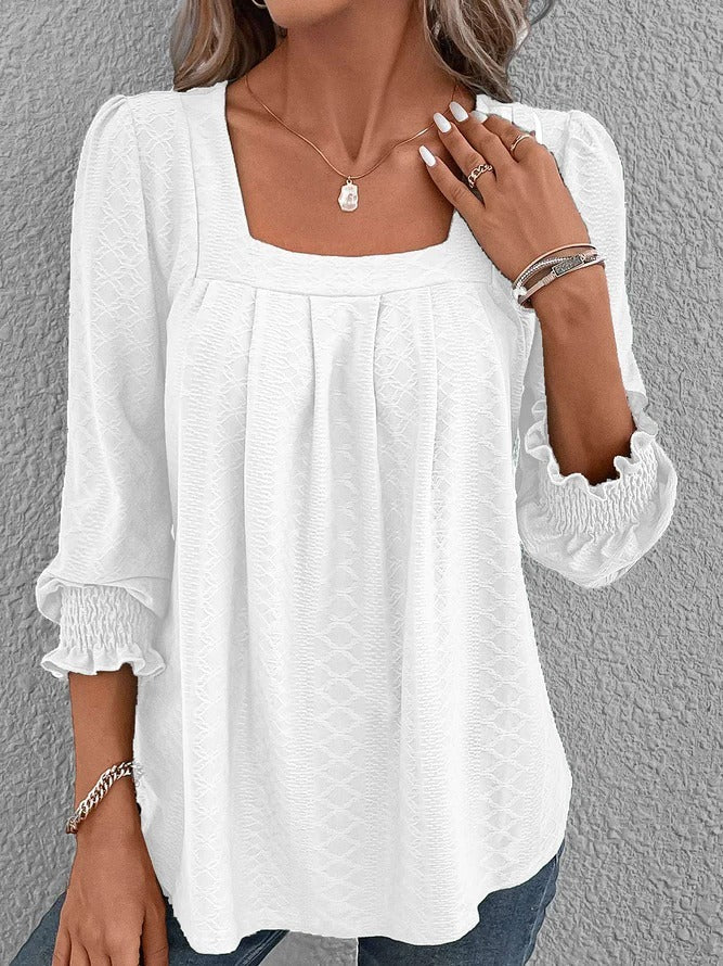 Echoarchiv | Baumwollbluse Mit Eckigem Ausschnitt