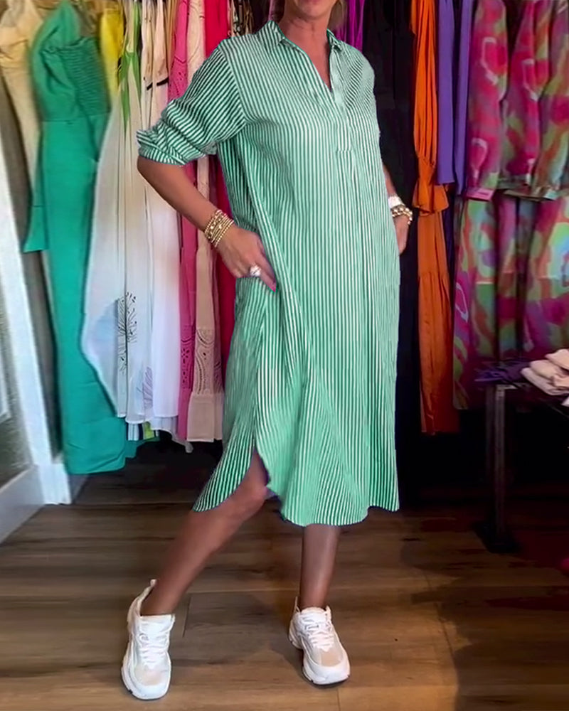 Echoarchiv | Gestreiftes Hemdkleid In Lässiger Passform