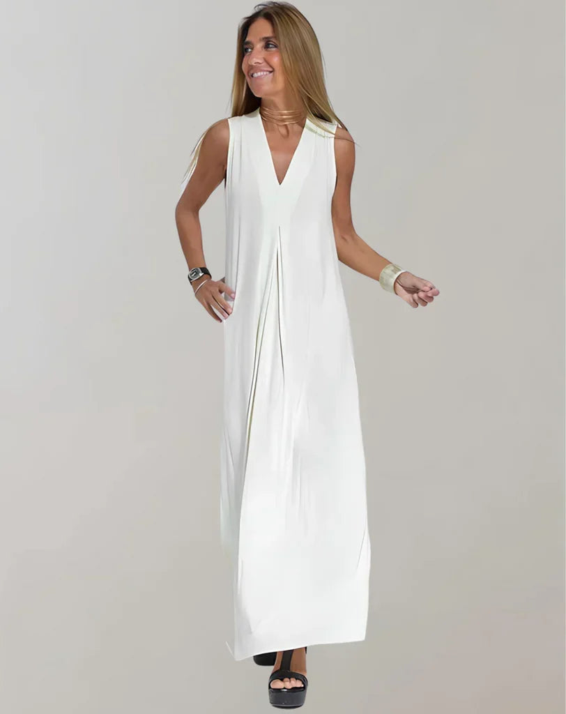 Schlankmachendes Kleid mit V-Ausschnitt – Élara