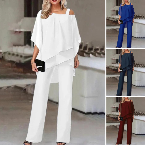 Echoarchiv | Gestufte Chiffonbluse & Weit Geschnittene Hose für Damen