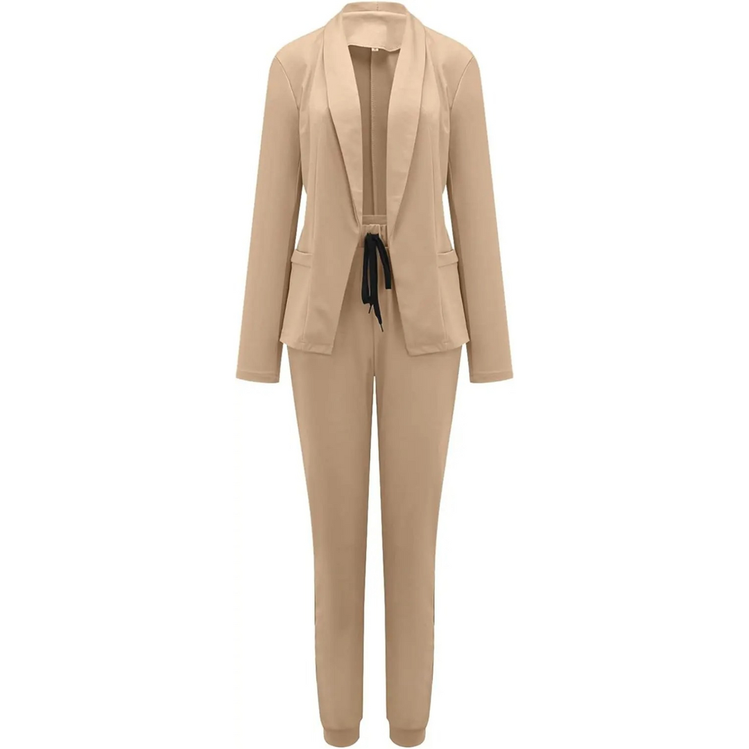 Slim-Fit Blazer und Hose Set in einfarbiger Farbe