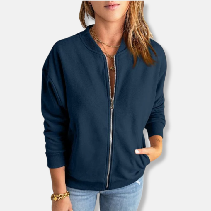 Jacke - Leicht - Lässige Passform - Reißverschluss - Rippenbündchen - Lässiger Look – Célinea