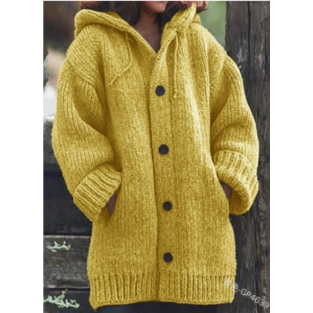 Kuscheliger Strickmantel Mit Kapuze Für Damen – Célinea