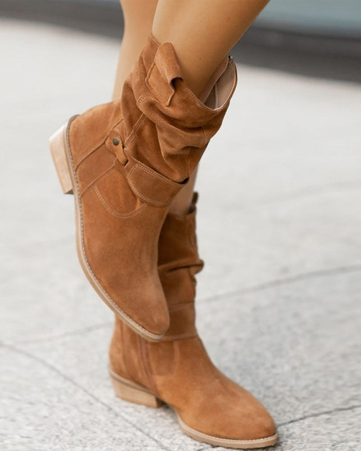 Wild Stiefel mit niedrigem Absatz und Reißverschluss
