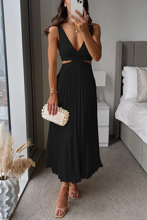 Echoarchiv | Damen Plissee Satin Kleid