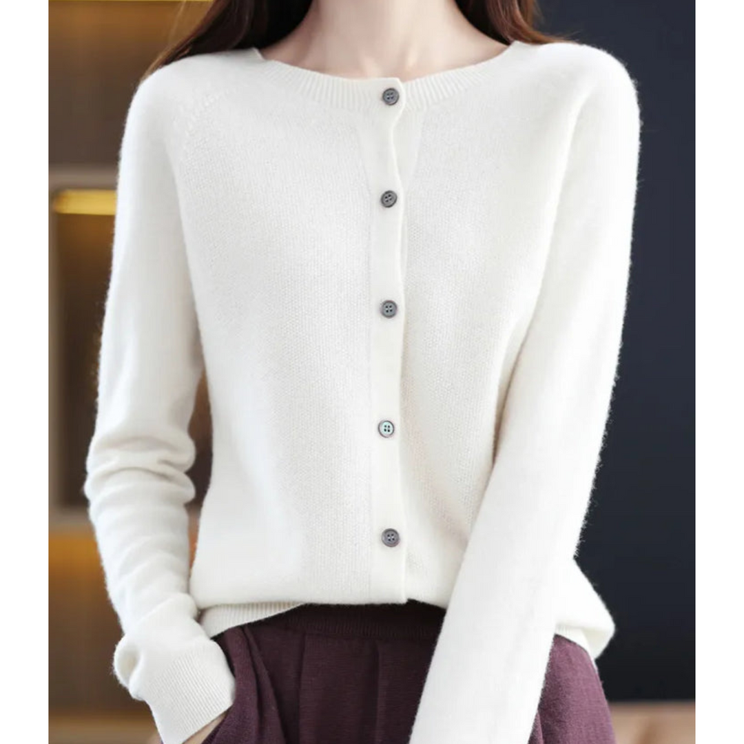 Echoarchiv | Merinowolle Damen O-Ausschnitt gestrickte Strickjacke Pullover