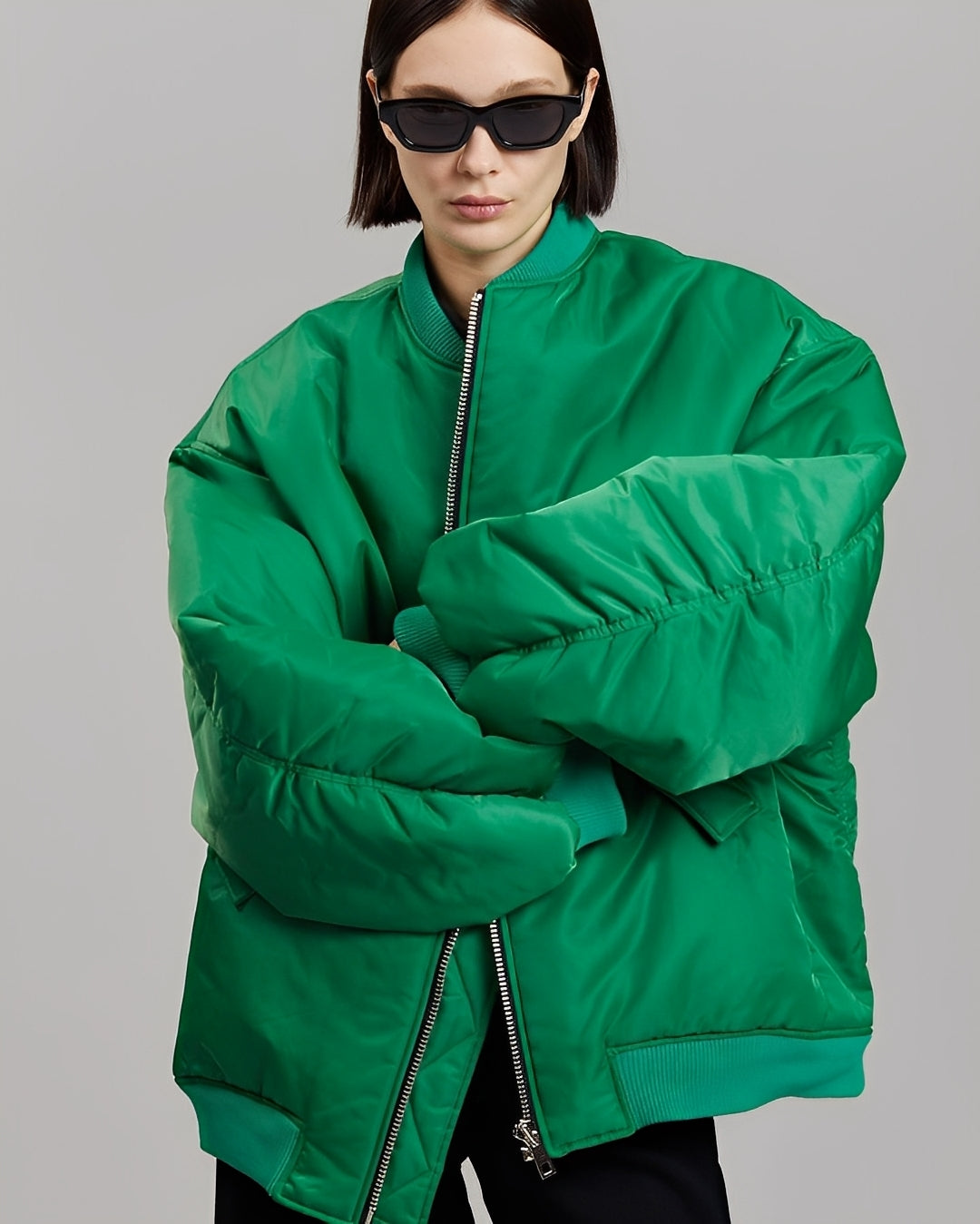Echoarchiv Damen Oversize Bomberjacke mit Reißverschluss