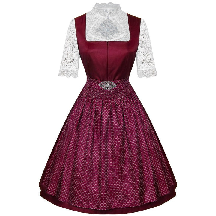Damen Dirndlkleid mit floralen Details und Spitzenärmel Echoarchiv