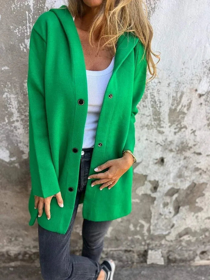 Echoarchiv | Lässiger einreihiger Cardigan mit Kapuze