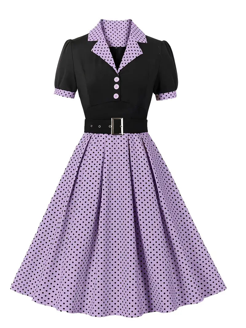 Echoarchiv - Stilvolle Herbst Vintage Kleid mit Polka Dots für Frauen