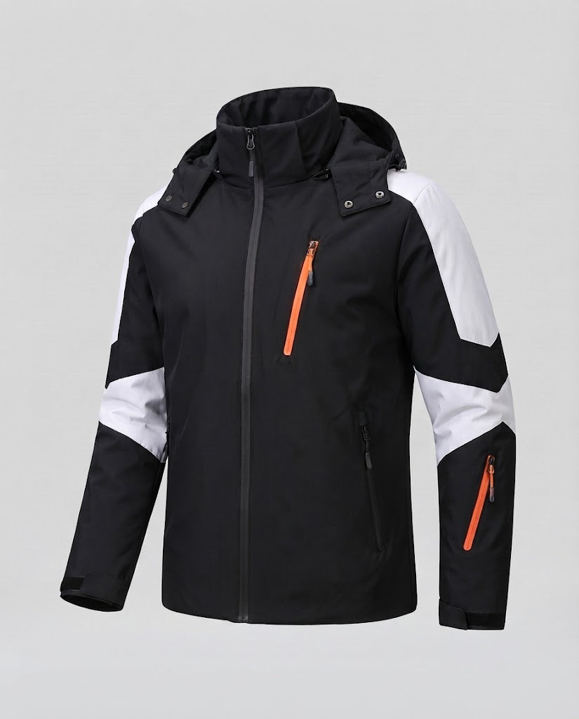 Herren technische Winterjacke mit hohem Kragen, wind- und wasserabweisender Shell und Kontrast-Reißverschlüssen Echoarchiv