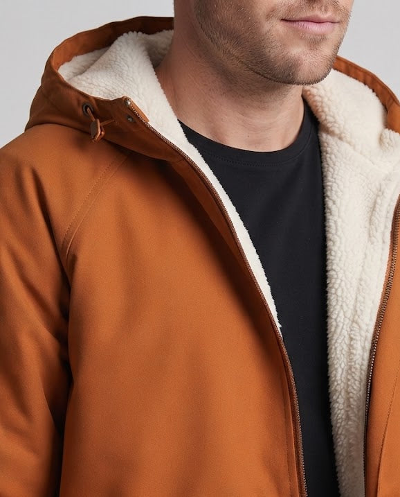Herren Wende‑Thermo-Parka mit Teddyfleece-Innenfutter, Kapuze und Kordelzug Echo Archiv