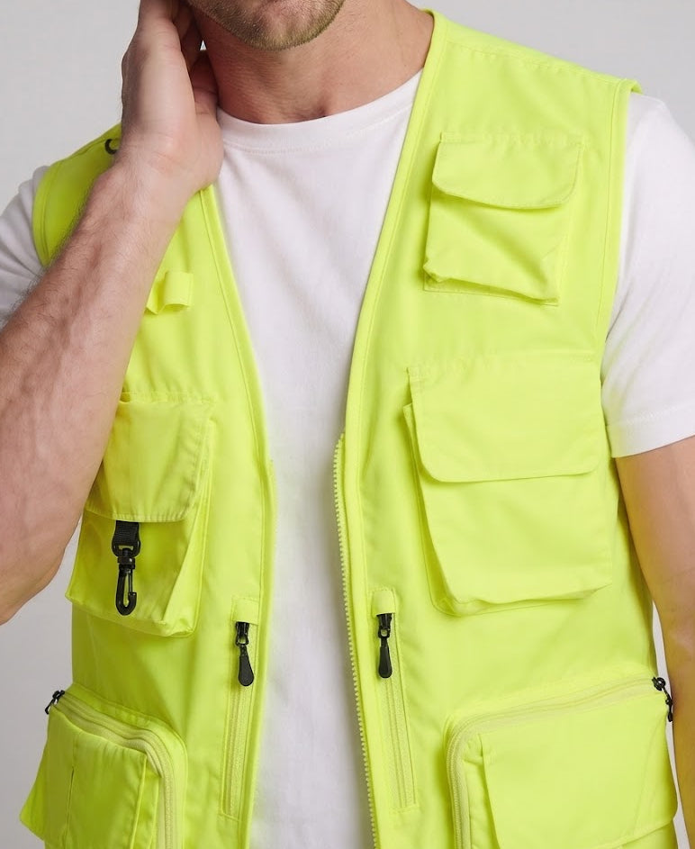 Herren multifunktionale Outdoor-Utility‑Weste mit zahlreichen Taschen und Netzfutter Echoarchiv