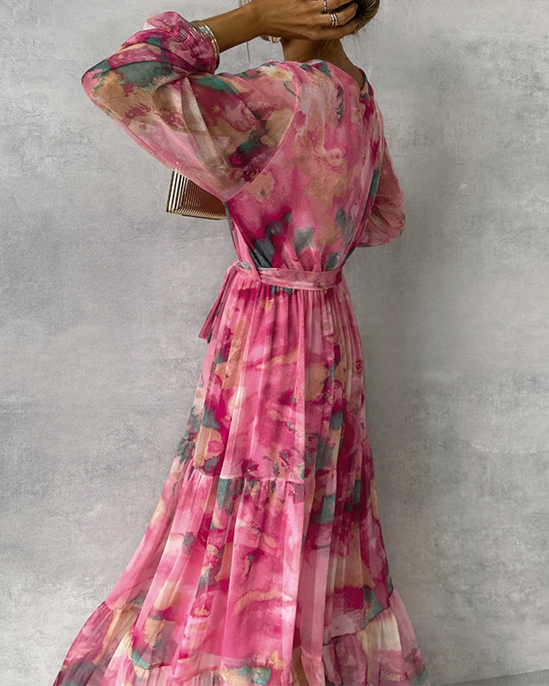 Echoarchiv | Elegantes Kleid mit Print und Plissiertem Rock
