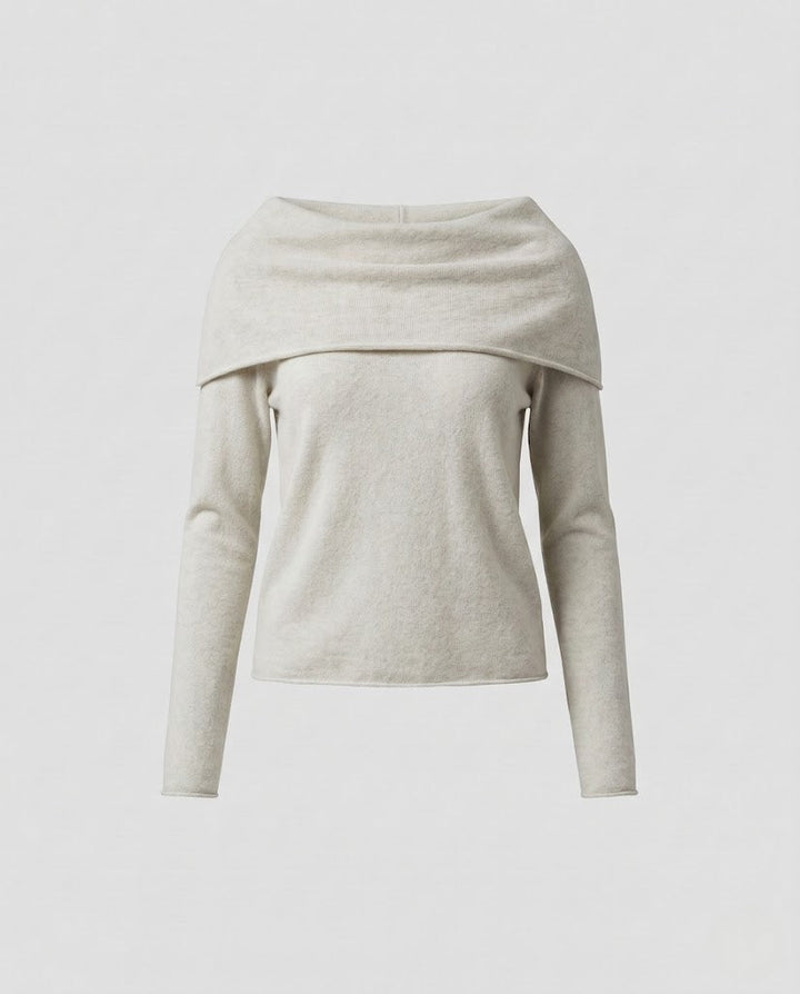 Damen Feinstrick-Pullover mit überschnittener Carmen-Kragenpartie und taillierter Passform Echo Archiv