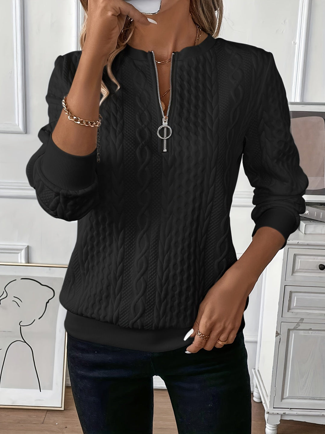 Echoarchiv | Eleganter Reißverschluss-Pullover für Komfort und Stil