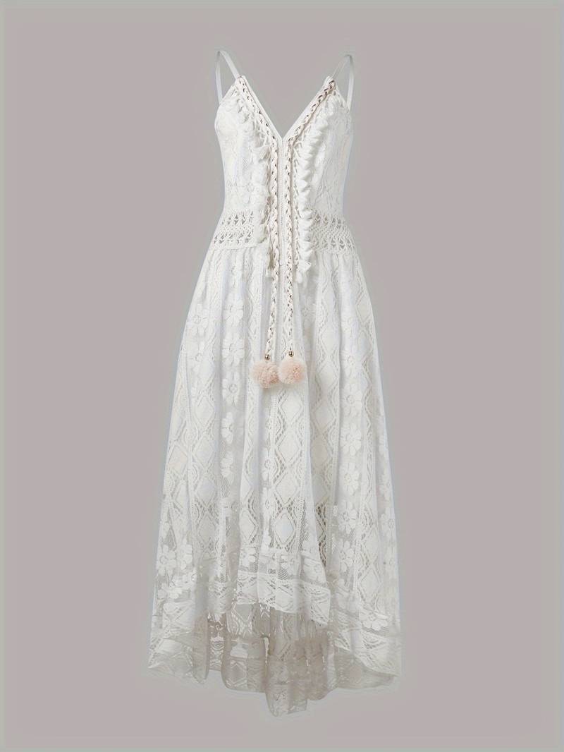 Echoarchiv – boho-maxi-sommerkleid mit spaghettiträgern und v-ausschnitt